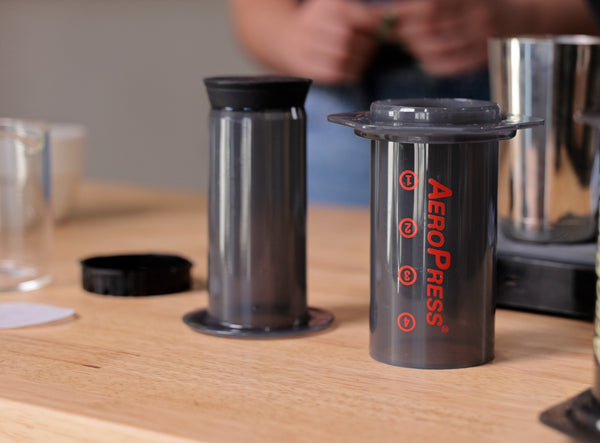 AeroPress coffee brewer in the Madcap training space